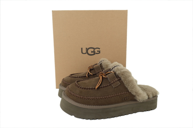 【BA2AP】阿尔派半托胡桃木 UGG 包头增高保暖厚底鞋 1158260 UGG Disquette Alpine Slipper walnut wood