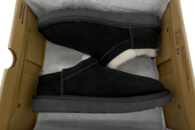 【BA7AP】薄底mini黑色 UGG 绒面保暖复古雪地靴 UGG Thin Black Base