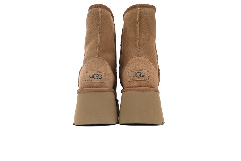 【BA1AP】渔人坡跟高筒栗色 UGG 圆头套筒短靴 1158310 UGG Brown