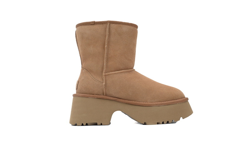 【BA1AP】渔人坡跟高筒栗色 UGG 圆头套筒短靴 1158310 UGG Brown