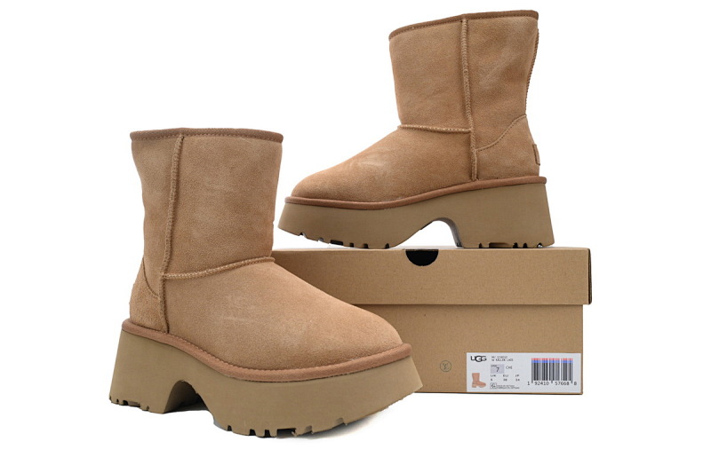 【BA1AP】渔人坡跟高筒栗色 UGG 圆头套筒短靴 1158310 UGG Brown