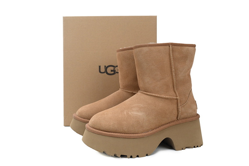 【BA1AP】渔人坡跟高筒栗色 UGG 圆头套筒短靴 1158310 UGG Brown