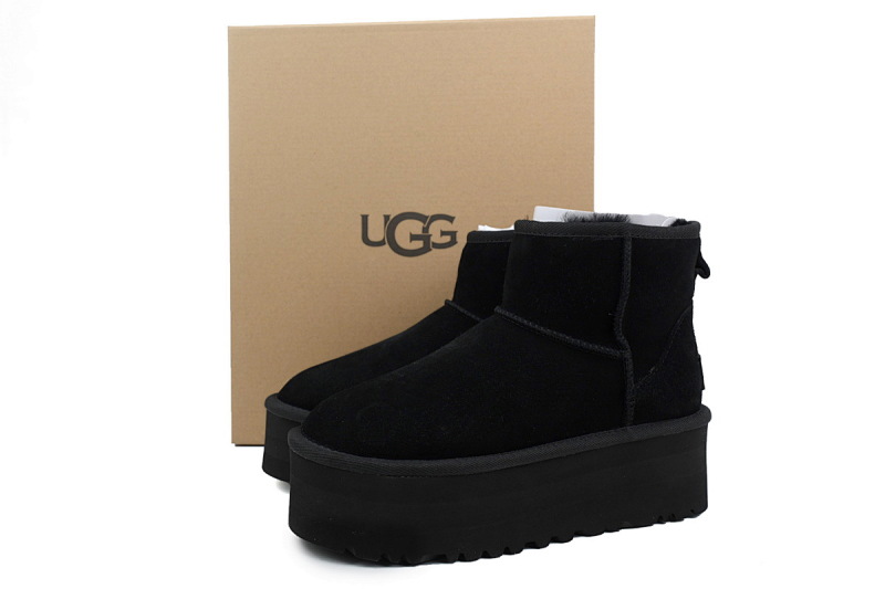 【BA8AP】厚底中筒黑色 UGG 加绒保暖雪地靴 1134991 UGG Black