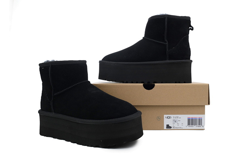 【BA8AP】厚底中筒黑色 UGG 加绒保暖雪地靴 1134991 UGG Black