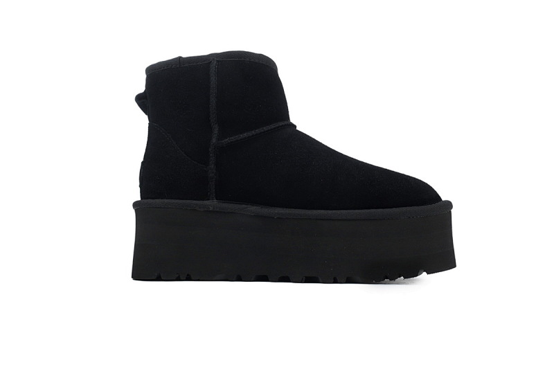 【BA8AP】厚底中筒黑色 UGG 加绒保暖雪地靴 1134991 UGG Black