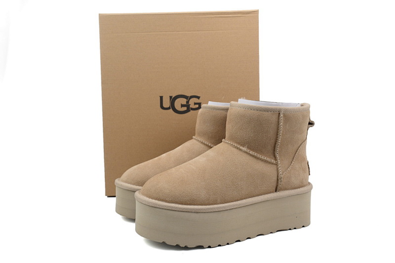 【BA8AP】厚底中筒沙色 UGG 加绒保暖雪地靴 1134991 UGG Khaki