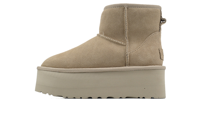【BA8AP】厚底中筒沙色 UGG 加绒保暖雪地靴 1134991 UGG Khaki