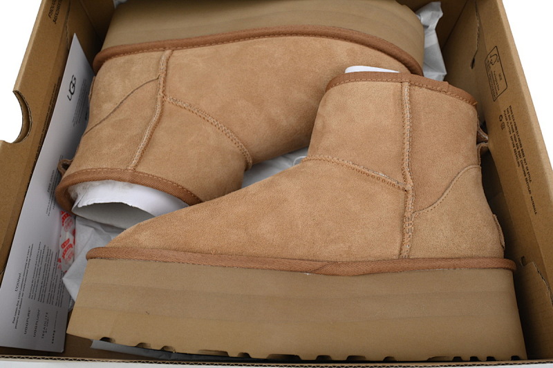 【BA8AP】厚底中筒栗色 UGG 加绒保暖雪地靴 1134991 UGG Brown