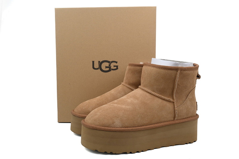 【BA8AP】厚底中筒栗色 UGG 加绒保暖雪地靴 1134991 UGG Brown