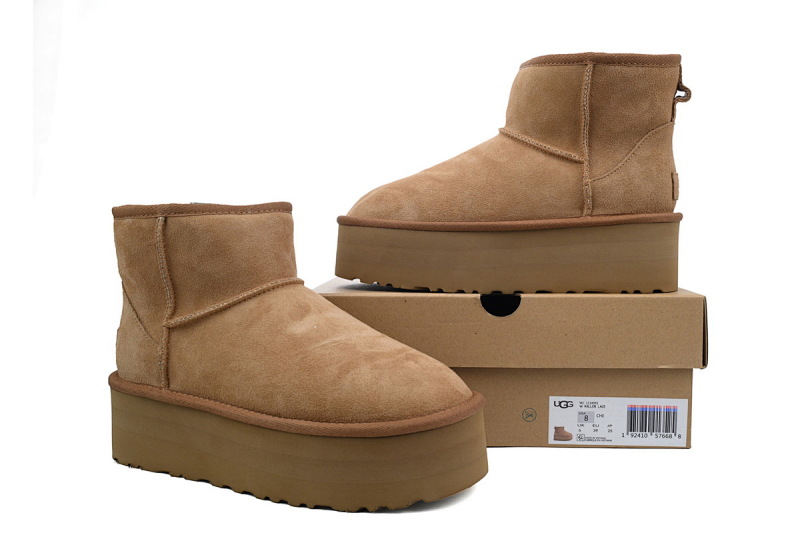 【BA8AP】厚底中筒栗色 UGG 加绒保暖雪地靴 1134991 UGG Brown