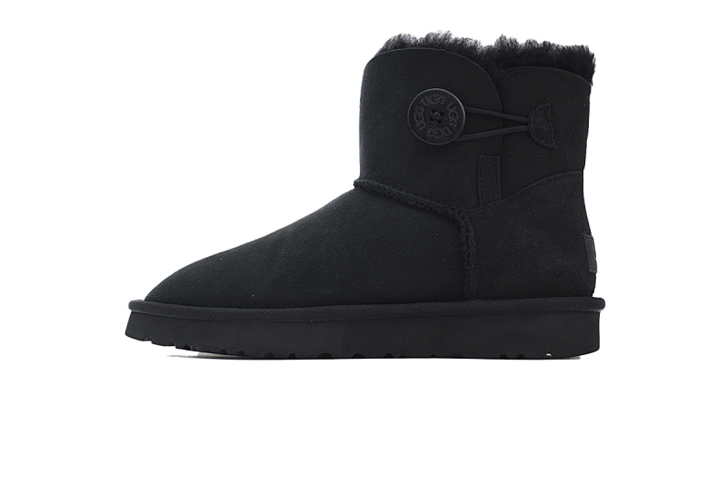 【BA7AP】木扣中筒黑色 UGG 加绒保暖雪地靴 1016422 UGG Bailey Mini Bailey Button lI Boot Black