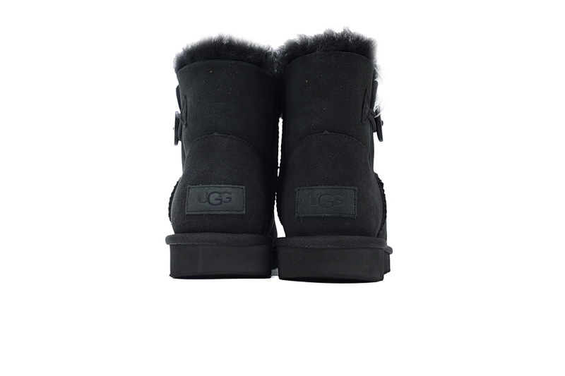 【BA7AP】木扣中筒黑色 UGG 加绒保暖雪地靴 1016422 UGG Bailey Mini Bailey Button lI Boot Black