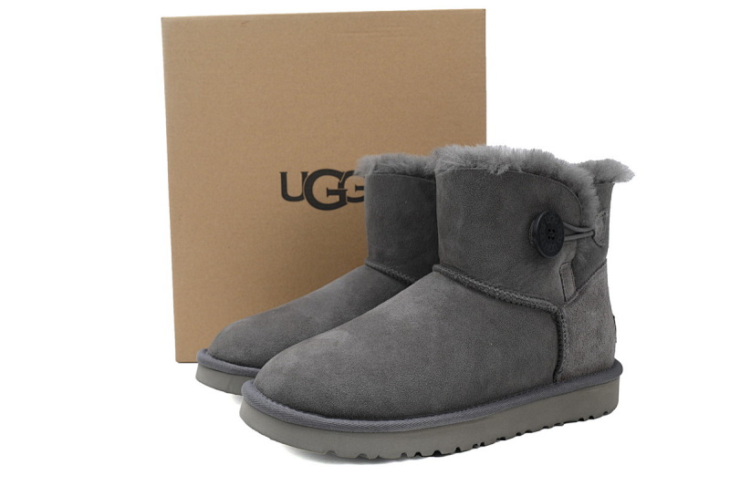 【BA7AP】木扣中筒灰色 UGG 加绒保暖雪地靴 1016422 UGG Bailey Mini Bailey Button lI Boot  Grey