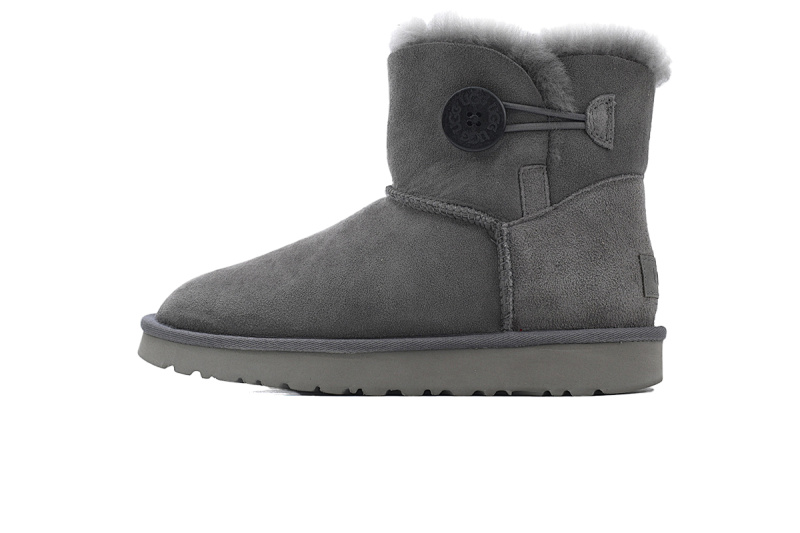 【BA7AP】木扣中筒灰色 UGG 加绒保暖雪地靴 1016422 UGG Bailey Mini Bailey Button lI Boot  Grey
