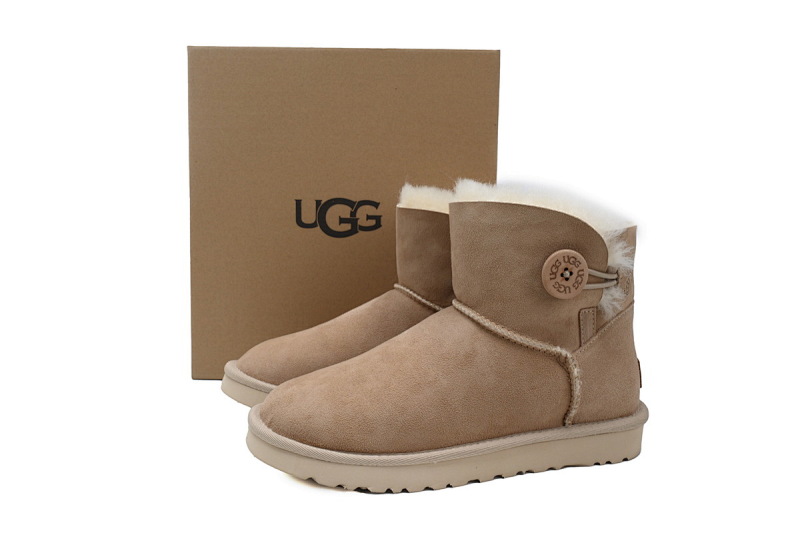 【BA7AP】木扣中筒沙色 UGG 加绒保暖雪地靴 1016422 UGG Bailey Mini Bailey Button lI Boot Khaki