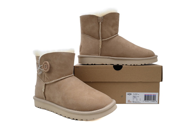 【BA7AP】木扣中筒沙色 UGG 加绒保暖雪地靴 1016422 UGG Bailey Mini Bailey Button lI Boot Khaki