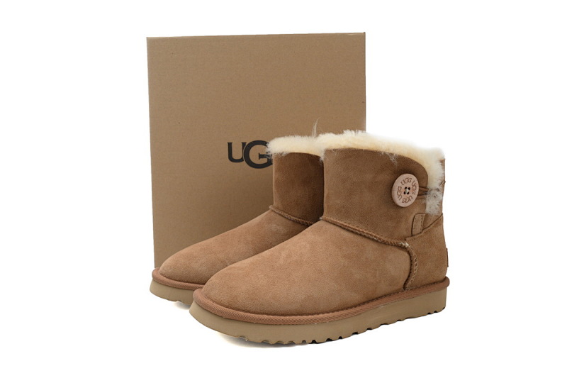 【BA7AP】木扣中筒栗色 UGG 加绒保暖雪地靴 1016422 UGG Bailey Mini Bailey Button lI Boot Brown