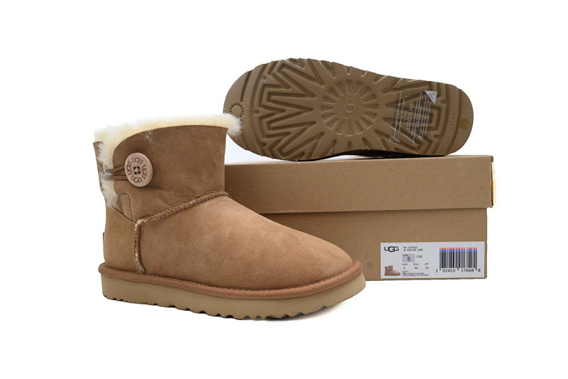 【BA7AP】木扣中筒栗色 UGG 加绒保暖雪地靴 1016422 UGG Bailey Mini Bailey Button lI Boot Brown