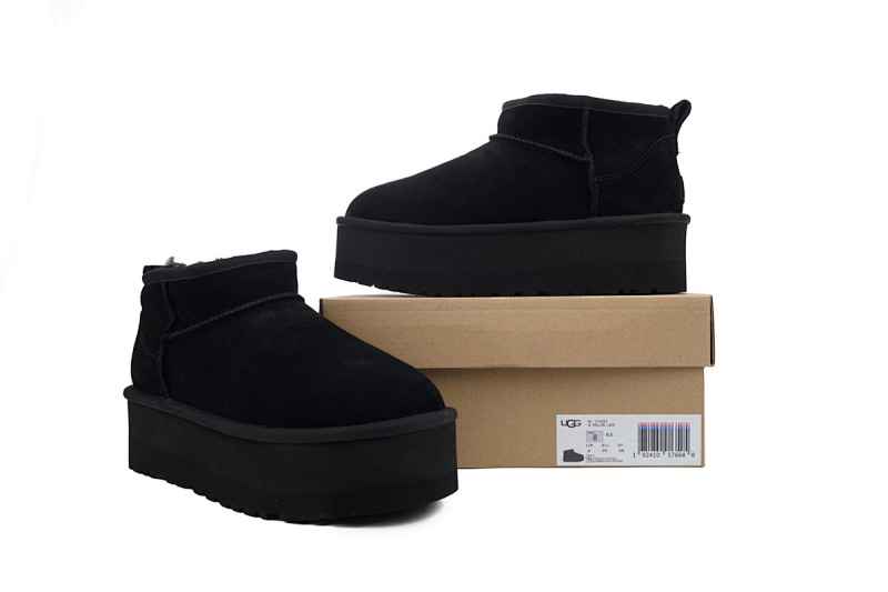 【BA7AP】厚底矮筒黑色 UGG 休闲保暖厚底雪地靴 1135092 UGG Black