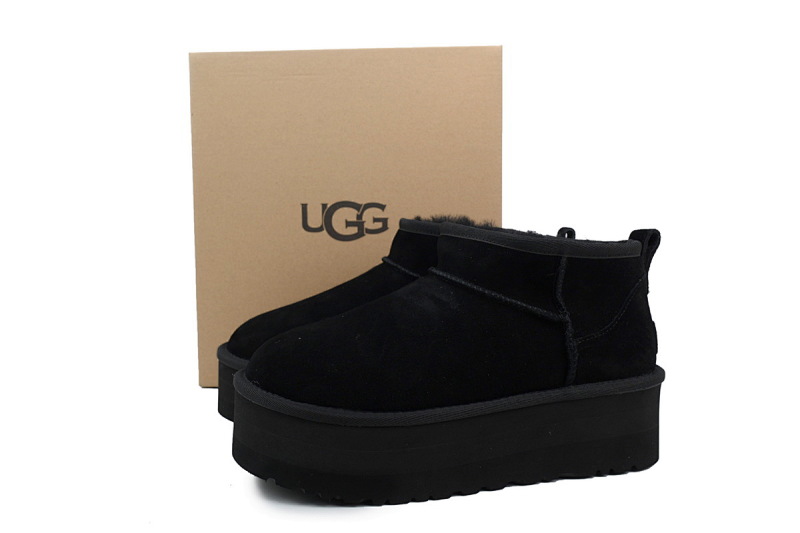 【BA7AP】厚底矮筒黑色 UGG 休闲保暖厚底雪地靴 1135092 UGG Black