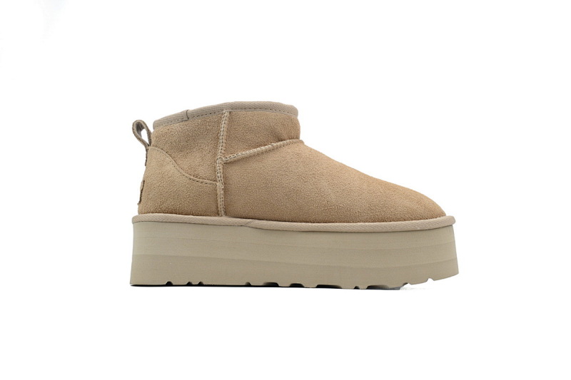 【BA7AP】厚底矮筒沙色 UGG 休闲保暖厚底雪地靴 1135092 UGG Khaki