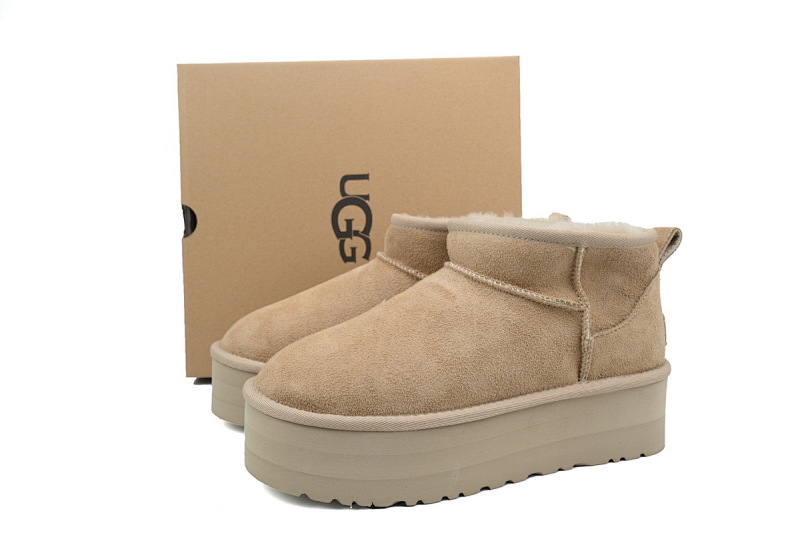 【BA7AP】厚底矮筒沙色 UGG 休闲保暖厚底雪地靴 1135092 UGG Khaki