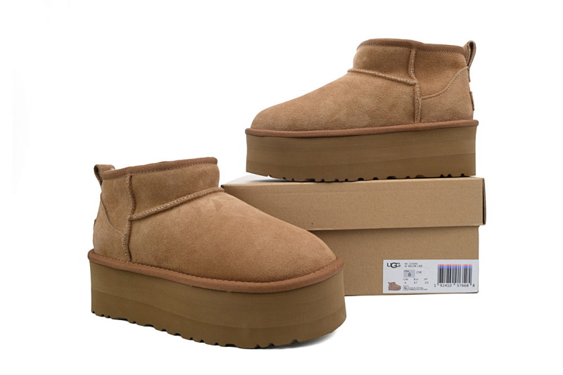 【BA7AP】厚底矮筒栗色 UGG 休闲保暖厚底雪地靴 1135092 UGG Brown