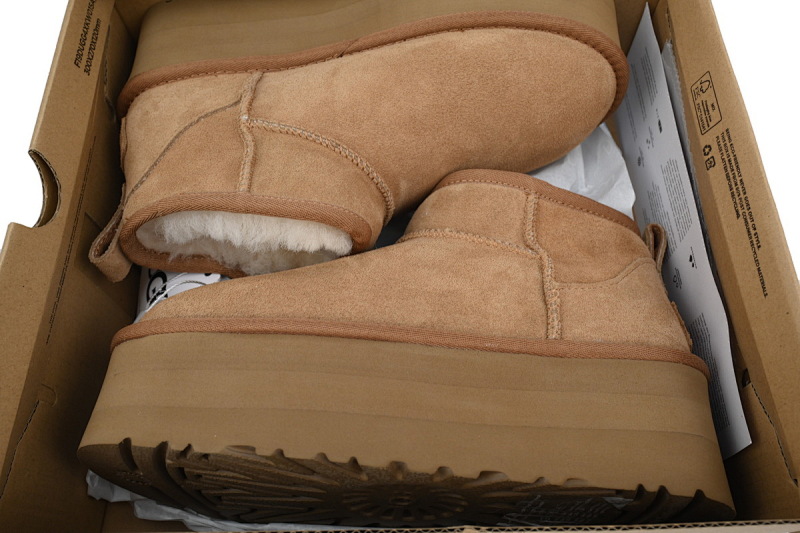 【BA7AP】厚底矮筒栗色 UGG 休闲保暖厚底雪地靴 1135092 UGG Brown