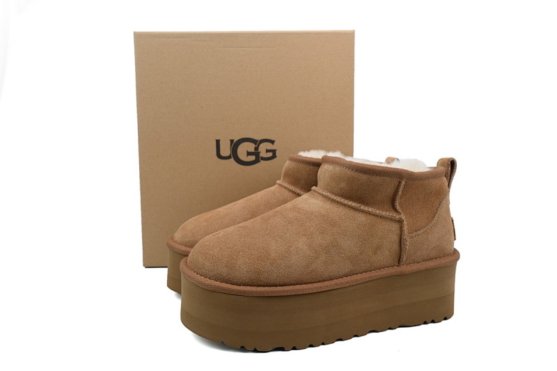 【BA7AP】厚底矮筒栗色 UGG 休闲保暖厚底雪地靴 1135092 UGG Brown
