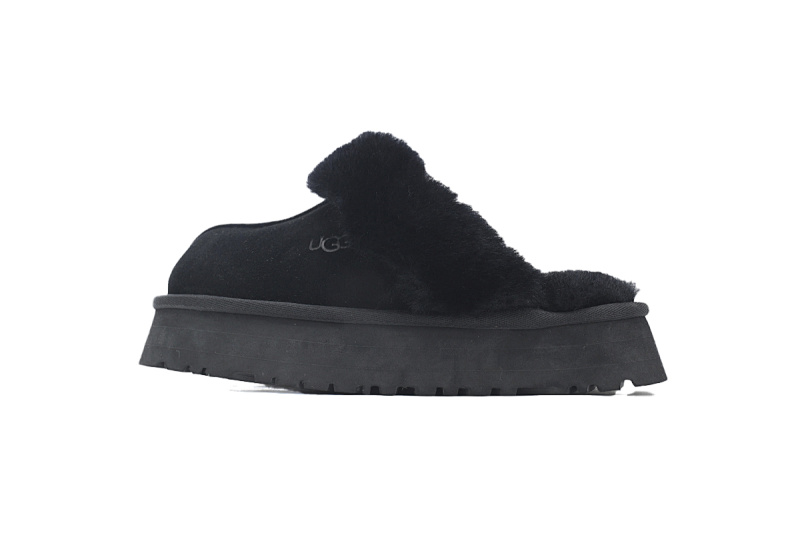 【BA5AP】厚底托黑色 UGG 舒适保暖包头拖鞋 1122550 UGG Disquette Black