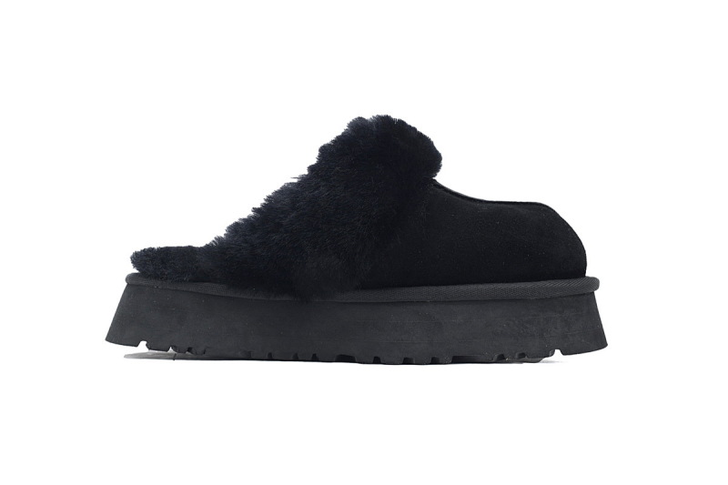 【BA5AP】厚底托黑色 UGG 舒适保暖包头拖鞋 1122550 UGG Disquette Black