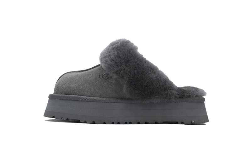 【BA5AP】厚底托灰色 UGG 舒适保暖包头拖鞋 1122550 UGG Disquette Grey
