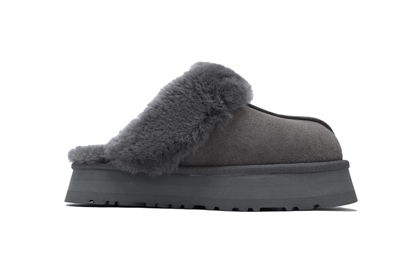 【BA5AP】厚底托灰色 UGG 舒适保暖包头拖鞋 1122550 UGG Disquette Grey