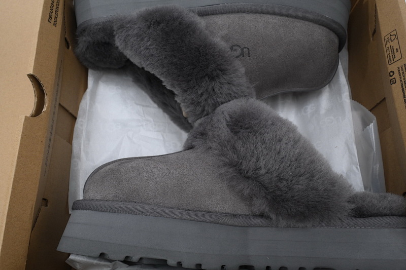 【BA5AP】厚底托灰色 UGG 舒适保暖包头拖鞋 1122550 UGG Disquette Grey