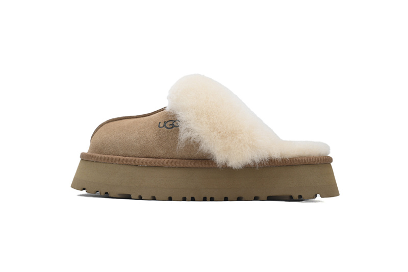 【BA5AP】厚底托栗色 UGG 舒适保暖包头拖鞋 1122550 UGG Disquette Brown