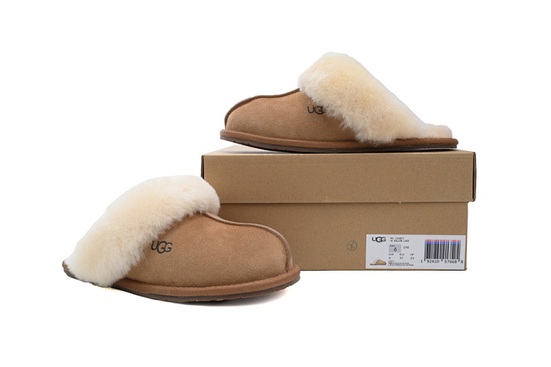 【AA3AP】薄底托栗色 UGG 绒面时尚凉拖 1106872 Scuffette II Brown