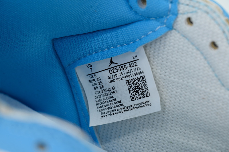 【AA1TA】复刻白蓝 乔丹1代高帮 DZ5485-402 Air Jordan 1 Retro High OG 'UNC Reimagined'