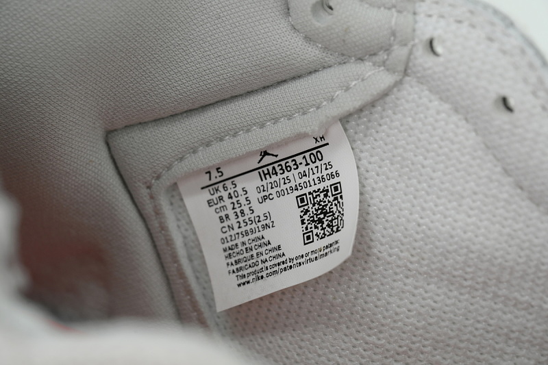 【AA1TA】白灰 乔丹1代高帮 IH4363-100 Air Jordan 1 High Retro OG 'Sail Elephant Print'