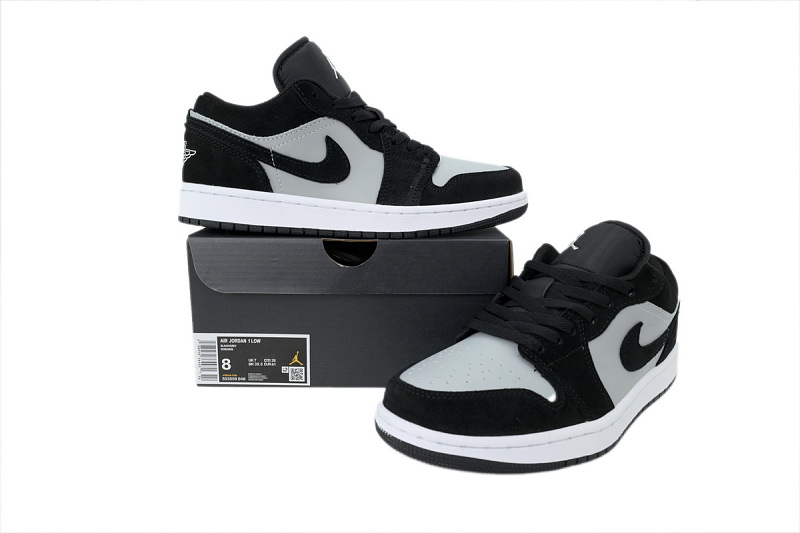 【AA1AQ】绒面黑灰 乔丹1代低帮 553558-048 Air Jordan 1 Low 'Black Light Smoke Grey White'