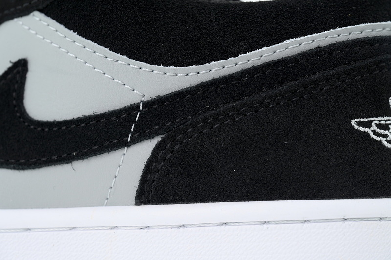 【AA1AQ】绒面黑灰 乔丹1代低帮 553558-048 Air Jordan 1 Low 'Black Light Smoke Grey White'