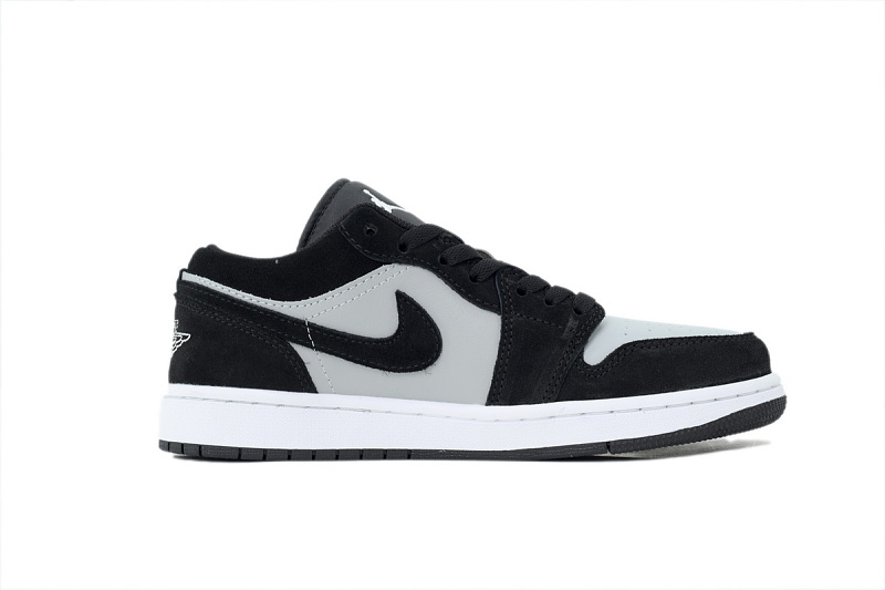 【AA1AQ】绒面黑灰 乔丹1代低帮 553558-048 Air Jordan 1 Low 'Black Light Smoke Grey White'