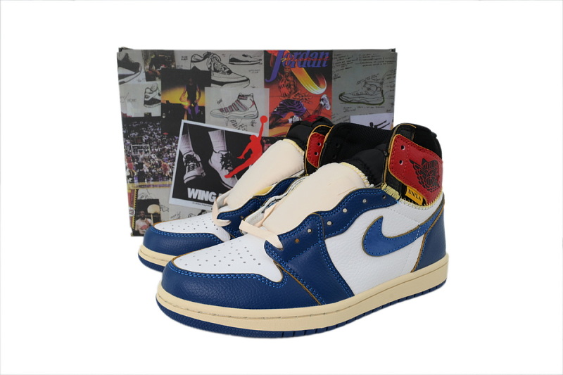【AA1TA】UN蓝黑红 乔丹1代高帮 BV1300-146 Union LA x Air Jordan 1 Retro High NRG 'Storm Blue'