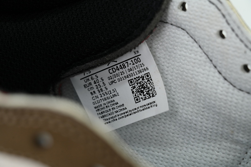 【AA1TA】深棕倒钩 乔丹1代高帮 CD4487-100 Travis Scott x Air Jordan 1 Retro High OG 'Mocha'