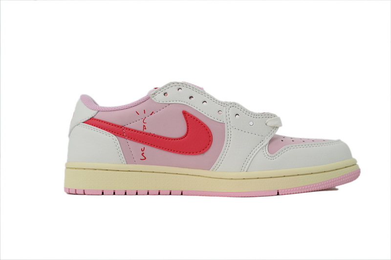 【AA1TA】白粉红勾 乔丹1代低帮 IQ7604-101 Travis Scott x Air Jordan 1 Retro Low OG 'Sail Tropical Pink'