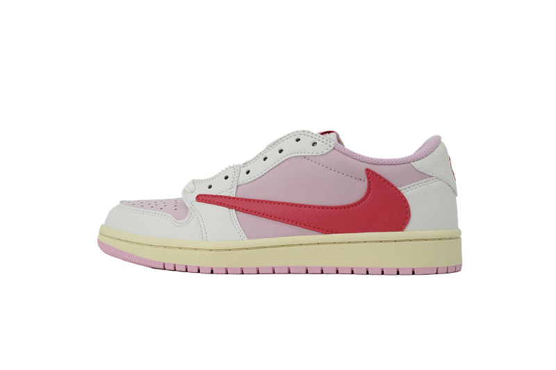 【AA1TA】白粉红勾 乔丹1代低帮 IQ7604-101 Travis Scott x Air Jordan 1 Retro Low OG 'Sail Tropical Pink'