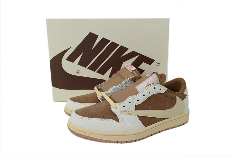【AA1TA】白粉棕 乔丹1代低帮 DM7866-106 Travis Scott × Nike Air Jordan 1 Low OG SP "Sail/Shy Pink"