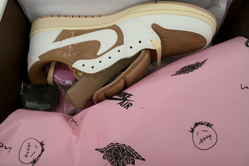 【AA1TA】白粉棕 乔丹1代低帮 DM7866-106 Travis Scott × Nike Air Jordan 1 Low OG SP "Sail/Shy Pink"