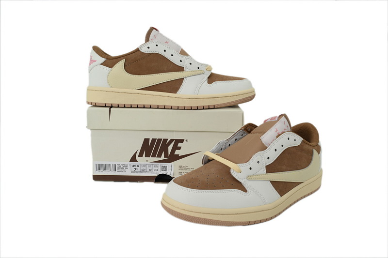 【AA1TA】白粉棕 乔丹1代低帮 DM7866-106 Travis Scott × Nike Air Jordan 1 Low OG SP "Sail/Shy Pink"
