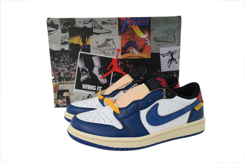 【AA1TA】蓝黑红 乔丹1代低帮 BV1301-146 UNION × Nike Air Jordan 1 Retro Low OG NRG