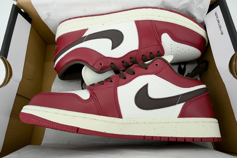 【AA1AQ】酒红棕色 乔丹1代低帮 IX5004-121 Air Jordan 1 Low SE 'Sail Baroque Brown Team Red'